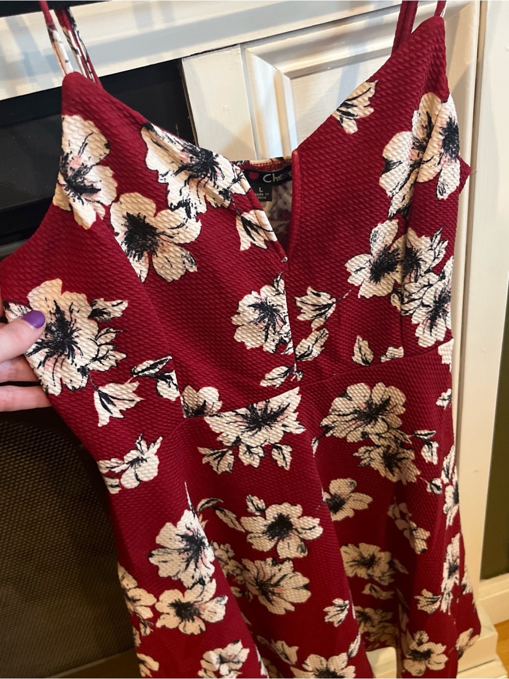 Chesley Burgundy Floral V-Neck Dress